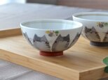 ともだち染ねこ　飯碗(赤)の画像