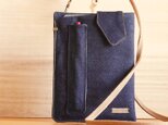 ipad mini or pro その他　タブレット 肩掛け仕様　ポーチ　岡山産デニム　真田紐の画像