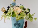 インコと贈るフラワーギフト　アーティフィシャルフラワー　羊毛フェルト　お誕生日　母の日　ペットのお悔やみの画像