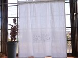 リネンカフェカーテン　オリジナル刺繍　（03　花　ガーデン）