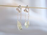 lemon quartz swing earring：レモンクオーツ フィガロチェーン　天然石ピアス・イヤリングの画像