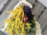 ミモザとラベンダーの花束の画像