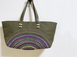 からふる円編み模様のジュートかばんの画像