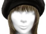 甘編シャギーニット/リブ付ベレー帽(ゆったり)◆黒の画像