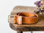 真鍮無垢 柔らかなシンプルレザーベルト レディース / キャメル