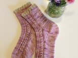No.507 手編み靴下 苺ミルク