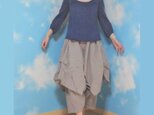 asana バルーンスリーブ七分袖カットソー●藍染めインディゴの画像