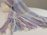 ラベンダー色 お花のダンス 手織り プチマフラー MUF109C シルクウール ファンシーヤーン ラメ糸  プレゼント　
