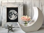 「三日月の花器」moon 三日月の花瓶 オフホワイト 木製 三日月インテリア　★星月猫の画像