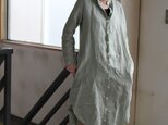 スタンドカラーlong shirt/ロングシャツ リトアニアリネン100％　【受注生産品】01211の画像