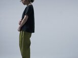 【Lサイズ】【wafu】ふわっと 軽くやさしい 雅亜麻 Linen Top リネンTシャツ /黒色 p015a-bck1-Lの画像