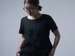 【LLサイズ】【wafu】ふわっと 軽くやさしい 雅亜麻 Linen Top リネンTシャツ /黒色 p015a-bck1-LLの画像