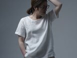 【LLサイズ】【wafu】ふわっと 軽くやさしい 雅亜麻 Linen Top リネンTシャツ /白色 p015a-wht1-LLの画像