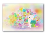 「記念撮影で緊張中？＾＾」猫 ネコ ねこ ほっこり癒しのイラストポストカード2枚組　No.1328の画像