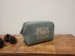 ご予約品 四角いポーチ クロス セージグリーンの画像