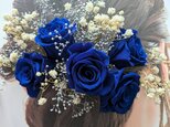 【青い薔薇ヘッドドレス／髪飾りプリザーブドフラワー／ウェディング・前撮り和装】青の薔薇