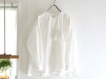 organic cotton frill pocket blouse (white mix)の画像