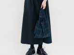 リュクスなエコバッグ 紺 緑 タータンチェック ●LYDIE-ECOBAG-Sサイズ●の画像