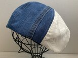 TOPI デニムと着物リメイクのベレー（ホワイト58〜60）の画像