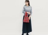 リュクスなエコバッグ 赤 タータンチェック ●MINNIE-ECOBAG-Sサイズ●の画像