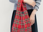 リュクスなエコバッグ 赤 タータンチェック ●MARION-ECOBAG-Sサイズ●