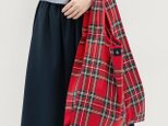●残少●リュクスなエコバッグ 赤 タータンチェック M/大のみ ●MARION-ECOBAG●