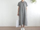 リネン 2way半袖シャツワンピース （ギンガムチェックブラック）