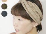 頭に巻きつけるストール型のヘアバンド　～ドビーチェックヘアストール～の画像