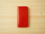 牛革 iPhone 12 mini カバー  ヌメ革  レザーケース  手帳型  レッドカラーの画像