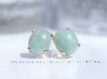 K14GF ビルマ翡翠 オーバルカボション K10シリコンキャッチピアス