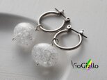 クラッククリスタル(横長タンブル)の一粒フープピアス【再作品】