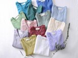 何枚も欲しい!洗練されたシンプルリネンブラウス Tシャツ 13カラー展開 8分袖 Vネック210404