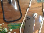 PVC素材と倉敷帆布　スマホポシェット　ショルダーバッグ　クリア×ブラック　クリア×ベージュ