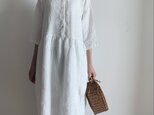 ピンタックリネンレースワンピース(オフ白)