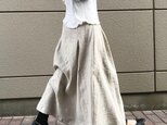 【再販】マキシスカート好きが作った 歩く度揺れる フレア リネン ロングスカート 麻 ウエストゴム 生成り 夏の画像