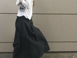 【再販】 マキシスカート好きが作った歩く度揺れる。フレア リネン ロングスカート 麻 ウエストゴム 黒 冬の画像