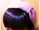 ツイードのリボンヘッドドレス(ピンク)の画像