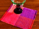 手織り　カラーリネンのリバーシブルミニマット（№４）の画像