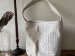 bag[手織りと帆布のワンショルダーバッグ]クリームホワイトの画像