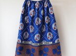 アフリカ布のギャザースカート（サッシュベルト付き）｜カンガスカートの画像