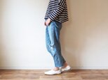 Biarritz cotton border wide cut-sew NAVY×OFF/Wの画像