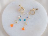 partý poppari earring：カーネリアン×ハーキマーダイヤモンド×アパタイト　天然石ピアス・イヤリングの画像