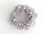 オーガンジー刺繍 紫陽花ブローチ(シルバー)《受注制作》の画像