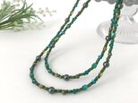 エメラルドグリーン の 一連 ロングネックレス 緑 パール チェコガラス ビーズ