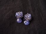 【天然石の刺繍ピアス】tanzanite × iolite／１点物