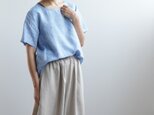 お試し品！フレンチリネン100％ リネンTシャツ 男女兼用 #training /シャンブレーブルー p015b-blu1*kの画像