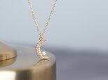【14KGF】CZ Pave Crescent Moon Opal Necklaceの画像