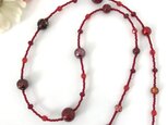 赤 色 の 大ぶり ロングネックレス ビーズ