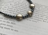 Vintage Pearls&Metal bijoux Necklaces　グレーパールネックレス45.5ｃｍの画像