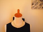 cotton pearl & Ribbon necklaceの画像